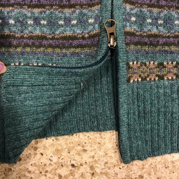 nordic fair isle lambswool knit cardigan sweater - Picture 7 of 8